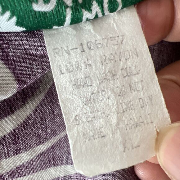 Two Palms Hawaiian Shirt Women Extra Large Purple Tropical Sonic Orchid Cropped - Picture 6 of 12